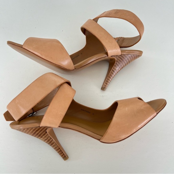 3.1 PHILLIP LIM Caramel Leather Ankle Wrap Buckle Open Heel Sandals Sz 40 NWOT - Picture 1 of 14